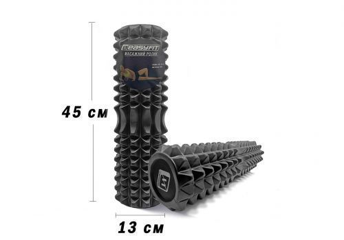 Масажний ролик EasyFit Solid Grid Roller 45 см v.2.2s чорний 297566 фото