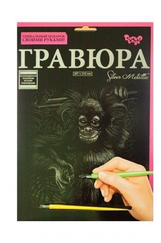 Гравюра "Silver Metallic: обезʼянкой" (А4), рос 41043 фото