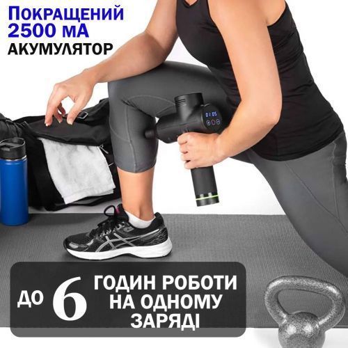 Масажний пістолет EasyFit Percussio (портативний перкусійний вібромасажер для тіла з 6 насадками) 297481 фото