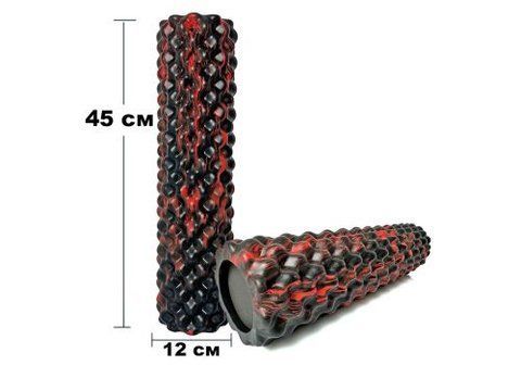 Масажний ролик EasyFit Bubbles 45 см Чорний-червоний 297568 фото